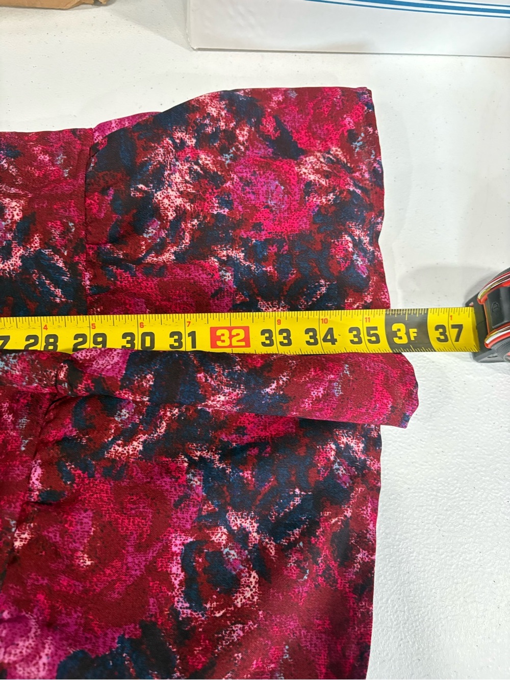 Time and Tru Floral Tiered Dress Size L Boho Burgundy Pink Long Sleeve NWT - Picture 7 of 7